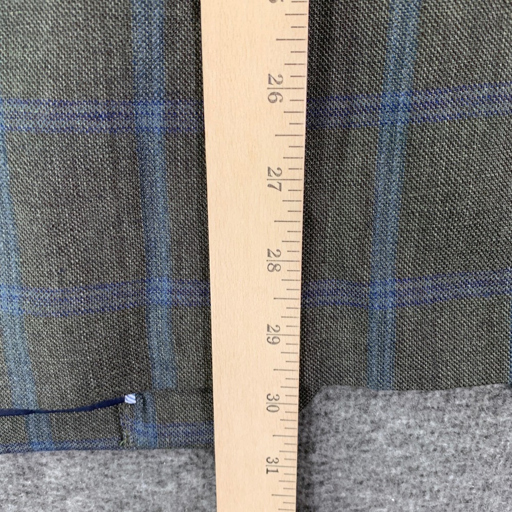 Jos A Bank Blazer Men 46R Slim Linen Green Windowpane Brrr Comfort Sport Coat - Picture 11 of 16